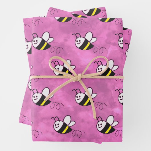 Niedliche Kleine Bienenmuster Wasserfarben Babydus Geschenkpapier Set (Beispiel)