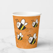 Niedliche Kleine Bienenmuster Wasserfarben Babydus Pappbecher (Rückseite)