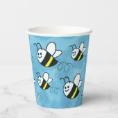 Niedliche Kleine Bienenmuster Wasserfarben Babydus Pappbecher (Rückseite)