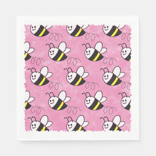 Niedliche Kleine Bienenmuster Wasserfarben Babydus Serviette (Vorderseite)