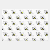 Niedliche Kleine Bienenmuster White Baby Dusche Geschenkpapier Set (Vorderseite)