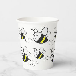 Niedliche Kleine Bienenmuster White Baby Dusche Pappbecher