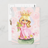 Niedliche kleine blonde Prinzessin mit Krone Postkarte (Vorne/Hinten)