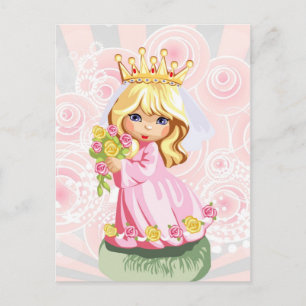 Niedliche kleine blonde Prinzessin mit Krone Postkarte
