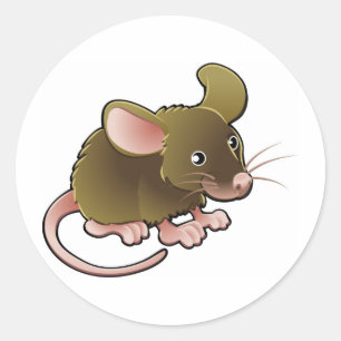 niedliche kleine braune Maus Runder Aufkleber