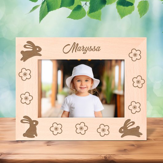 Niedliche kleine Bunnies und Blume 7x5 Geätzte Rahmen