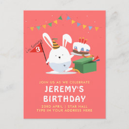 Niedliche Kleine Bunny mit Geburtstagsparty Einladungspostkarte