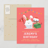 Niedliche Kleine Bunny mit Geburtstagsparty Einladungspostkarte (Vorne/Hinten)