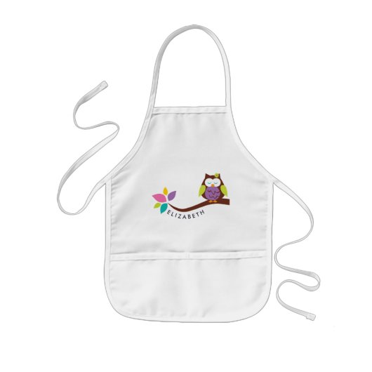 Niedliche kleine bunte Eule auf einem Ast Personal Kinderschürze (Vorne)