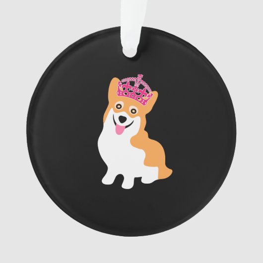 Niedliche kleine Corgi-Prinzessin Wearing eine Ornament (Vorderseite)