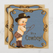 Niedliche kleine Cowboy-Babydusche Einladung (Vorne/Hinten)