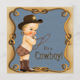 Niedliche kleine Cowboy-Babydusche Einladung