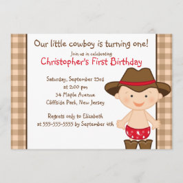 Niedliche kleine Cowboy-Geburtstags-Party Einladung