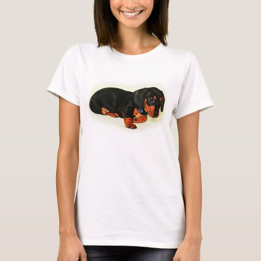 Niedliche kleine Dackel Design Grundlegender T - S T-Shirt (Vorderseite)