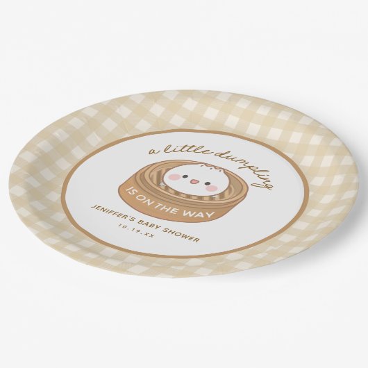 Niedliche Kleine Dumpling Babydusche Pappteller (Schrägansicht)