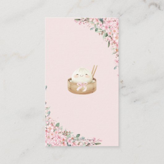 Niedliche Kleine Dumpling Kirschblüten Windelwinde Begleitkarte (Rückseite)