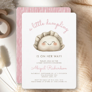 Niedliche Kleine Dumpling Pink Girl Babydusche Einladung