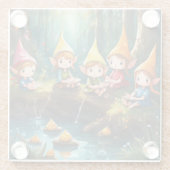 Niedliche kleine Elfen im Fluss Glasuntersetzer (Rückseite)