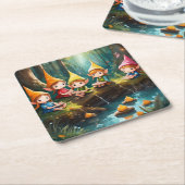Niedliche kleine Elfen im Fluss Rechteckiger Pappuntersetzer (angewinkelt)