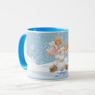 Niedliche Kleine Engel und Schneemann-Tasse Tasse