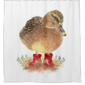 Niedliche kleine Ente in Red Rubber Boots Fun Duschvorhang (Vorderseite)