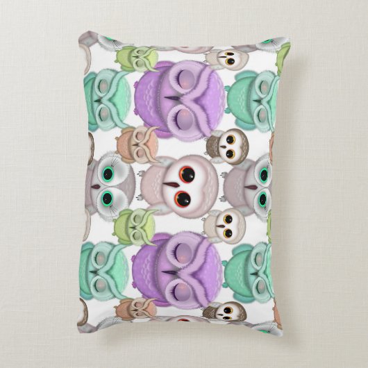Niedliche kleine Eulen in Pastellfarben Dekokissen (Rückseite(Vertikal))