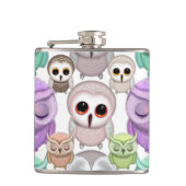 Niedliche kleine Eulen in Pastellfarben Flachmann (Vorderseite)