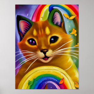 Niedliche Kleine Farben für den Kätzchen Regenboge Poster