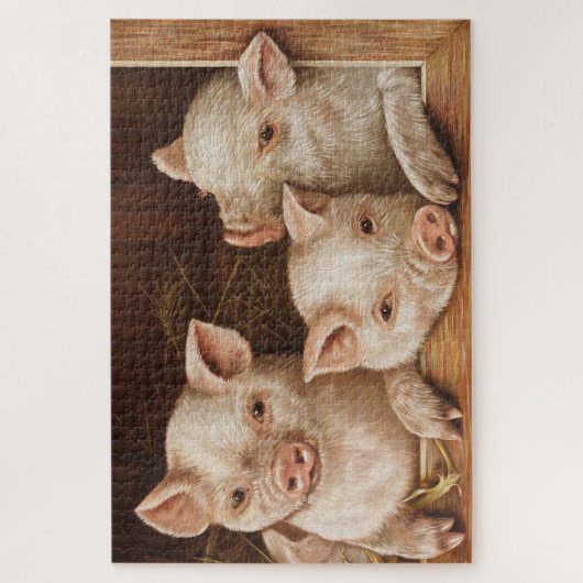 Niedliche kleine Ferkel in einer Scheune im Betrie Puzzle (Vertikal)