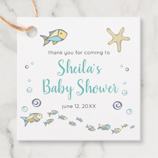 Niedliche kleine Fische und Starfish Ocean Babydus Geschenkanhänger (Vorderseite)