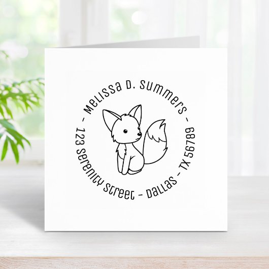 Niedliche kleine Fox-Round-Address 4 Gummistempel