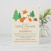 Niedliche Kleine Fox und Mama Kinderdusche Einladu Einladung (Stehend Vorderseite)