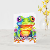 Niedliche kleine Froggie Karte (Gelbe Blume)