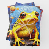 Niedliche kleine Frösche auf einem Teichwackelpapi Geschenkpapier Set (Beispiel)