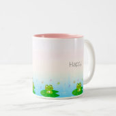 Niedliche kleine Frösche auf Pastellfarben Zweifarbige Tasse (VorderseiteRechts)