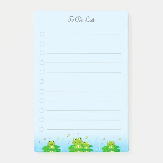 Niedliche kleine Frösche, die auf hellblau aufgefü Post-it Klebezettel (Vorderseite)