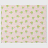 Niedliche kleine Frösche mit Blume auf rosa Streif Geschenkpapier (Flach)