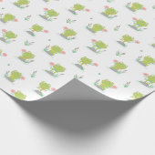 Niedliche kleine Frösche mit Blume auf Weiß Geschenkpapier (Ecke)