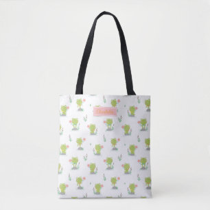 Niedliche kleine Frösche mit Blume auf Weiß Tasche