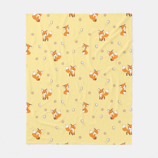 Niedliche kleine Füchse auf Gelb Fleecedecke (Vorderseite)