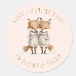 Niedliche kleine Füchse Valentinstag Runder Aufkleber