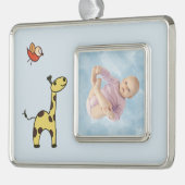 Niedliche kleine Giraffe Rahmen-Ornament Silber (Links)