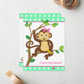 Niedliche kleine Girl-Affe-Karte Mitteilungskarte (Vorderseite/Rückseite Beispiel)