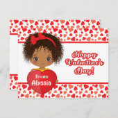 Niedliche Kleine Girl Holding St. Valentine Herzka Mitteilungskarte (Vorne/Hinten)