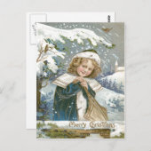 Niedliche kleine Girl-Schneebaumkirche Postkarte (Vorne/Hinten)