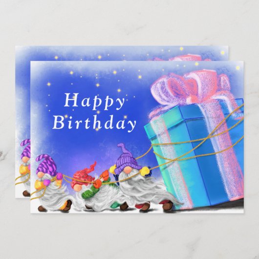 Niedliche kleine Gnome bringen ein tolles Geschenk (Vorne/Hinten)