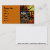 Niedliche kleine große Augen-Hexe mit Eule u. Visitenkarte (Vorne/Hinten)