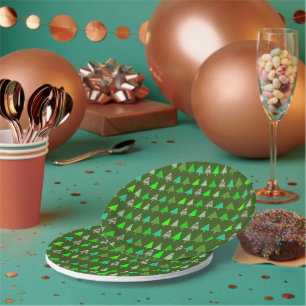 Niedliche kleine grüne Weihnachtsbäume Pappteller