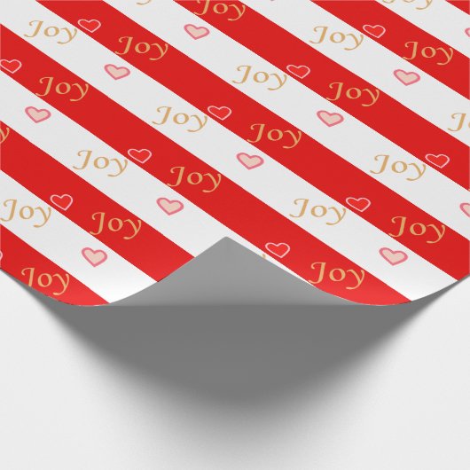 Niedliche kleine Herzen & Freudentexte auf rot-wei Geschenkpapier (Ecke)