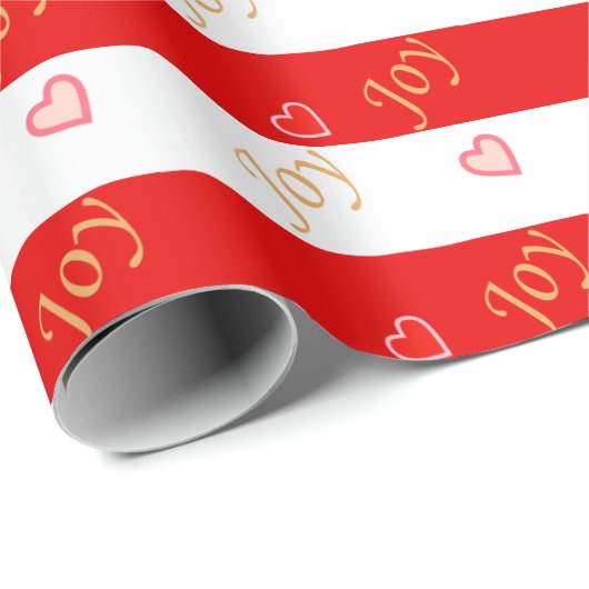 Niedliche kleine Herzen & Freudentexte auf rot-wei Geschenkpapier (Rolleneckpunkt)